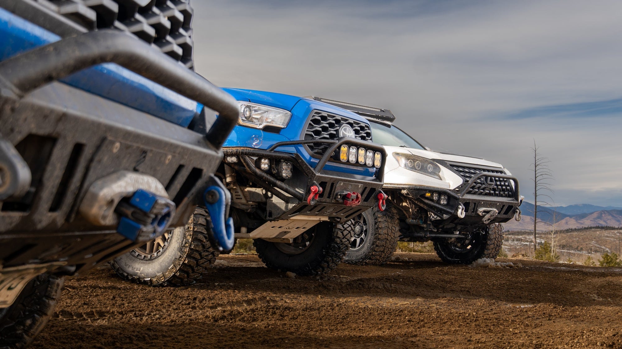 Toyota off-road vehicle lineup featuring Lil B's Fab bumpers