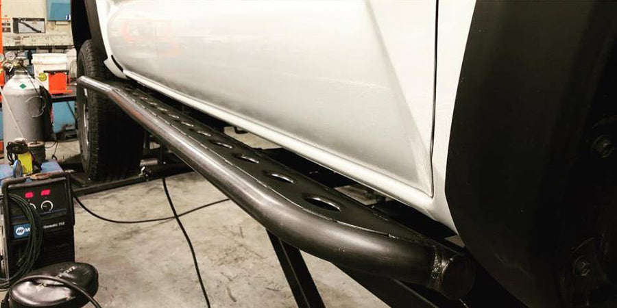 2005 - 2015 Toyota Tacoma Angled Sliders With Grip Top Plate - RSG METALWORKS